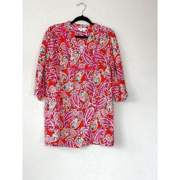 Boden Evangeline 100% Linen Paisley Dress Tunic Size 8P - Picture 4 of 8